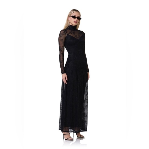AFRM Elegant Amala Lace Dress Black Size M - Picture 2 of 9